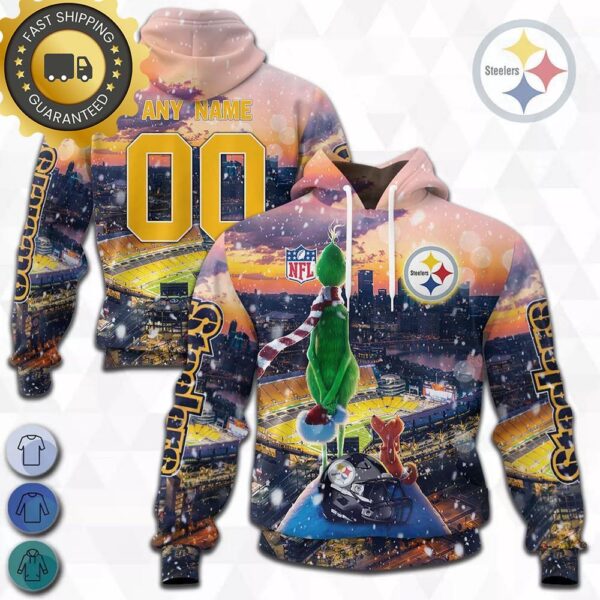 custom name and number pittsburgh steelers nfl grinch all over print hoodie shirt musicdope80s com 67a177b