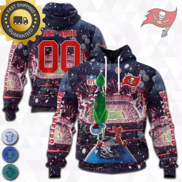 custom name and number tampa bay buccaneers nfl grinch all over print hoodie shirt musicdope80s com 89017ca