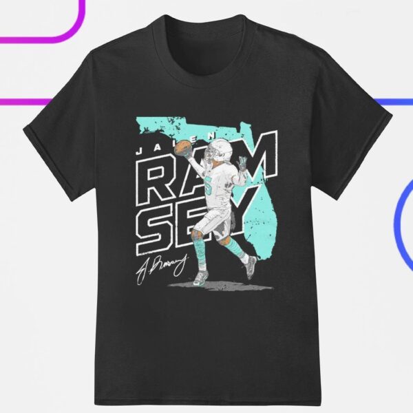 Jalen Ramsey Miami Dolphins Player Silhouette signature shirt