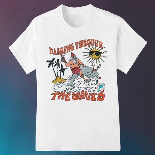 Miami Dolphins dashing through the waves Christmas retro NFL shirt