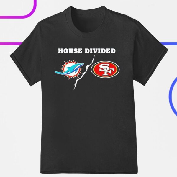 NFL House Divided Miami Dolphins and San Francisco 49ers logo shirt