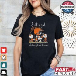 Peanuts Characters Just A Girl Who Loves Fall And Cleveland Browns 2024 Shirt