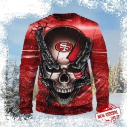 Show your 49ers pride this holiday season with our exclusive skull-and-chains ugly Christmas sweater! Perfect for parties and tailgates, this eye-catching design is sure to turn heads. Shop now and g - Image 1 - rugbyfanstore.com