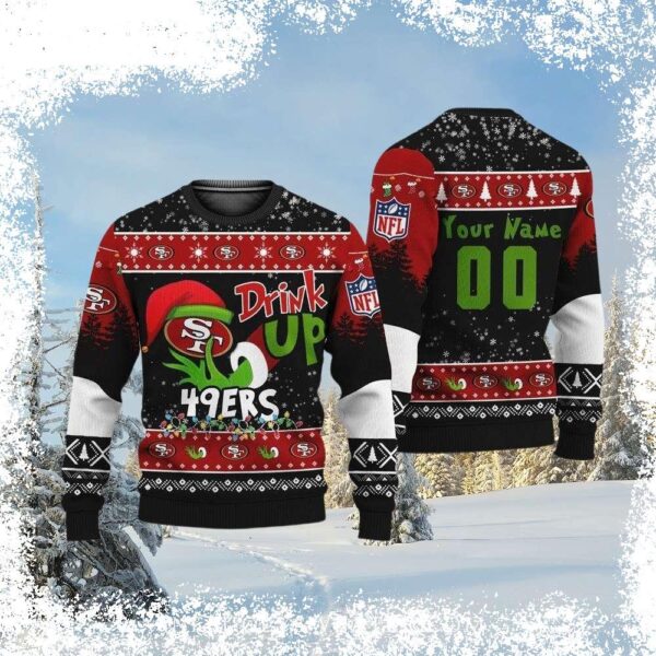 Spread holiday cheer with this hilarious San Francisco 49ers Grinch Ugly Christmas Sweater! Perfect for game day or any festive occasion, this sweater is sure to turn heads. Shop now and get ready to - Image 1 - rugbyfanstore.com