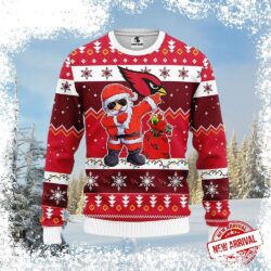 Show your Cardinals pride this holiday season with our hilarious Arizona Cardinals Santa Dabbing Ugly Xmas Sweater! Get yours now and be the life of the party! - Image 1 - rugbyfanstore.com