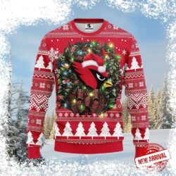 Show your Arizona Cardinals pride this holiday season with our festive Ugly Christmas Sweater! Featuring a unique wreath lights design, this sweater is sure to turn heads. Shop now and get ready to sp - Image 1 - rugbyfanstore.com