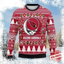 Show your Cardinals pride this holiday season with our unique skull design ugly Christmas sweater. Perfect for game day or any festive gathering. Shop now and get ready to cheer! - Image 1 - rugbyfanstore.com