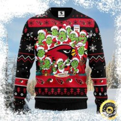 Show your Arizona Cardinals pride this Christmas with our hilarious Grinch Faces Ugly Christmas Sweater! Perfect for game day or festive gatherings. Shop now and spread some holiday cheer! - Image 1 - rugbyfanstore.com