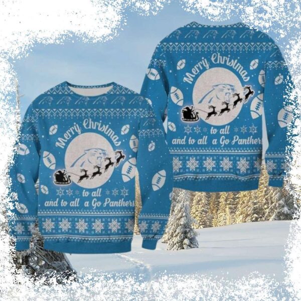 Show your Carolina Panthers pride this Christmas with this festive ugly sweater! Featuring a unique design, this sweater is sure to be a conversation starter. Order yours today and spread the Panther - Image 1 - rugbyfanstore.com