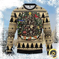 Show your Saints pride this Christmas with our unique ornament ugly sweater! This festive design features the Saints logo and colors. Get yours today and celebrate the holiday season in style. - Image 1 - rugbyfanstore.com