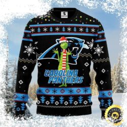 Spread holiday cheer (and a little Grinch-y mischief) with our Carolina Panthers themed ugly Christmas sweater! Get yours now and show your team spirit this festive season! - Image 1 - rugbyfanstore.com