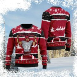 Show your Atlanta Falcons pride this Christmas with our hilarious ugly sweater! This festive design is perfect for game day or holiday parties. Shop now and spread some holiday cheer! - Image 1 - rugbyfanstore.com