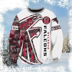 Show your Atlanta Falcons pride this holiday season with our bold logo collage ugly Christmas sweater! Perfect for game day or festive gatherings, this eye-catching sweater is sure to turn heads. Shop - Image 1 - rugbyfanstore.com