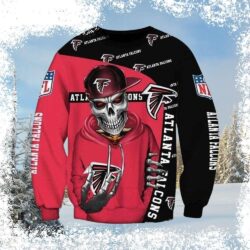 Show your Atlanta Falcons pride this holiday season with our Iron Maiden Skull Ugly Christmas Sweater. Featuring the iconic Iron Maiden mascot and NFL logo, this sweater is perfect for any fan! Shop n - Image 1 - rugbyfanstore.com