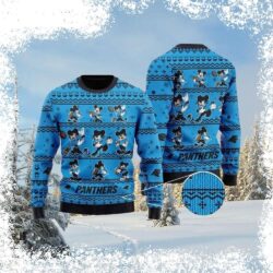 Show your Carolina Panthers pride this holiday season with this hilarious Mickey Mouse Ugly Sweater! Perfect for festive gatherings, this sweater is guaranteed to turn heads. Shop now and get ready to - Image 1 - rugbyfanstore.com