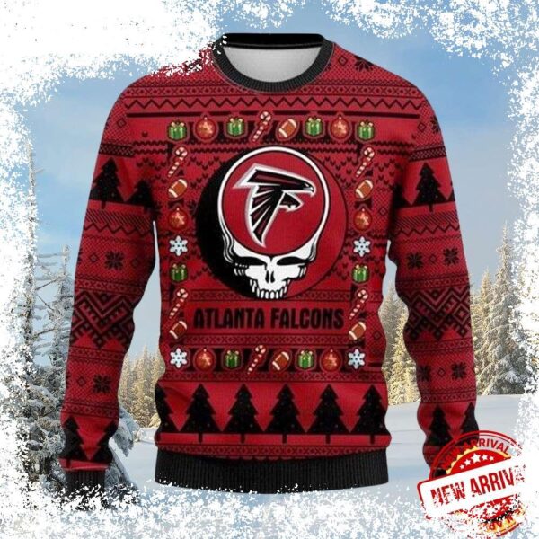 Show your team spirit this holiday season with our Atlanta Falcons Skull and Ornaments Ugly Xmas Sweater! Perfect for game day or festive gatherings, this unique sweater is sure to turn heads. Shop no - Image 1 - rugbyfanstore.com