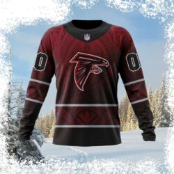 Stand out this Christmas with our bold tribal pattern Atlanta Falcons Ugly Xmas Sweater! Perfect for the ultimate fan, this sweater is sure to get you noticed. Shop now and show your team spirit in st - Image 1 - rugbyfanstore.com