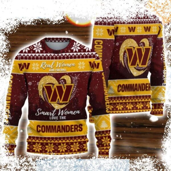 Show your Commanders pride this Christmas with our hilarious Ugly Sweater! Perfect for parties or tailgating, this sweater is guaranteed to turn heads. Shop now and find the perfect gift for the Comm - Image 1 - rugbyfanstore.com