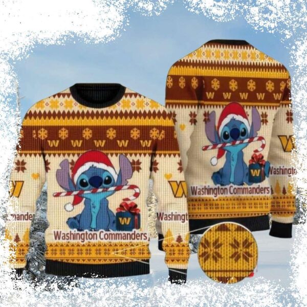 Show your Commanders pride this Christmas with our hilarious ugly sweater! Get ready to laugh and spread holiday cheer. Shop now for the perfect NFL gift! - Image 1 - rugbyfanstore.com