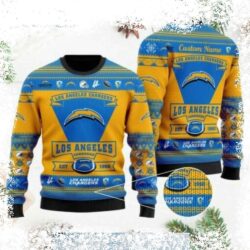 Show your Chargers pride this holiday season with a custom ugly Christmas sweater! Design your own unique logo and stand out at any festive gathering. Order your sweater today! - Image 1 - rugbyfanstore.com