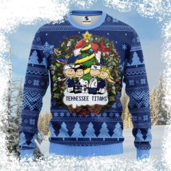 Show your Tennessee Titans pride this Christmas with our hilarious Peanuts & Christmas Tree ugly sweater! Perfect for holiday parties and tailgating. Shop now and get ready to spread some festive che - Image 1 - rugbyfanstore.com