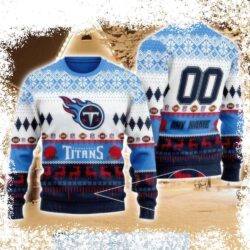 Show your Titans pride this holiday season with our hilarious custom ugly Christmas sweater featuring a festive reindeer! Get yours today and be the talk of the party! - Image 1 - rugbyfanstore.com