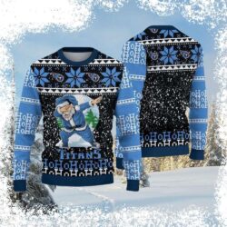 Show your Tennessee Titans pride this Christmas with this hilarious Santa dabbing sweater! Get ready for some holiday laughs with this unique design. Shop now! - Image 1 - rugbyfanstore.com