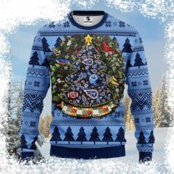 Show your Tennessee Titans pride this Christmas with our hilarious Ugly Xmas Sweater featuring a festive Christmas tree and birds! Perfect for game day or holiday gatherings. Shop now! - Image 1 - rugbyfanstore.com