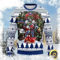 Show your Colts pride this holiday season with our ugly Christmas sweater! Featuring festive Indianapolis Colts designs, this sweater is perfect for game day gatherings or just lounging around the hou - Image 1 - rugbyfanstore.com