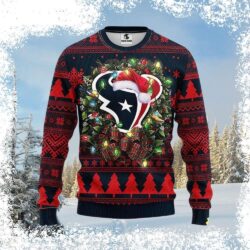 Show your Texans pride this Christmas with our hilarious Ugly Xmas Sweater featuring the team logo adorned with festive lights! Get yours now before they're gone! - Image 1 - rugbyfanstore.com