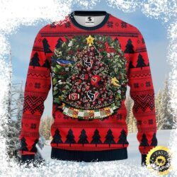 Show your Houston Texans pride this Christmas with our hilarious ugly sweater featuring a decorated Christmas tree! Perfect for game day or holiday gatherings. Shop now and get ready for the season! - Image 1 - rugbyfanstore.com