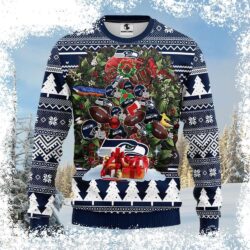 Show your Seahawks pride this Christmas with our hilarious ugly sweater! Featuring a festive Christmas tree design, it's the perfect gift for any fan. Shop now and spread some holiday cheer! - Image 1 - rugbyfanstore.com