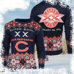 Show your Chicago Bears pride in style with this outrageous Ugly Christmas sweater! Commemorating Super Bowl wins, this festive knit is perfect for game day or holiday parties. Shop now and get ready - Image 1 - rugbyfanstore.com