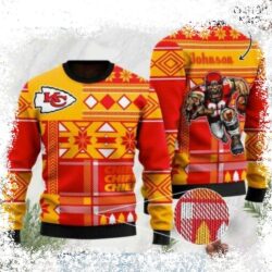 Show your Chiefs pride this Christmas with a custom name sweater featuring the iconic logo and mascot! Perfect for game day or any occasion. Shop now and personalize yours! - Image 1 - rugbyfanstore.com