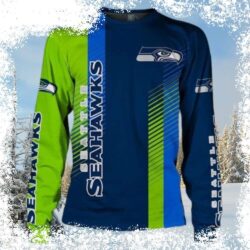 Show your Seattle Seahawks pride with this hilarious ugly sweater! Perfect for game day or holiday parties, this design will turn heads. Shop now and get ready to cheer on your team in style! - Image 1 - rugbyfanstore.com