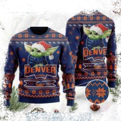 Show your Bronco pride this Christmas with our adorable Baby Yoda Ugly Christmas Sweater! Featuring a cute Grogu design, this sweater is perfect for any Star Wars fan. Shop now and get ready for the h - Image 1 - rugbyfanstore.com