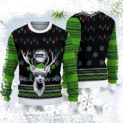 Show your Seahawks pride in style with this ugly Christmas sweater! Featuring a festive design and Seahawks colors, it's the perfect way to celebrate the holidays. Shop now and get ready to cheer on y - Image 1 - rugbyfanstore.com