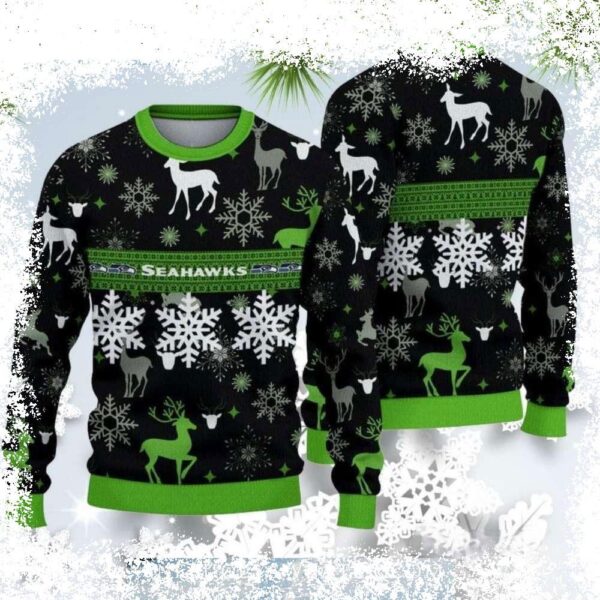 Unleash your inner holiday spirit with our hilarious Seahawks Ugly Christmas Sweaters! Find the perfect festive blend of football and Christmas cheer. Shop now and spread the holiday joy! - Image 1 - rugbyfanstore.com