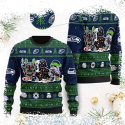 Show your Seattle Seahawks pride this Christmas with a Star Wars Character Graphics sweater! Featuring iconic characters, this festive knit is perfect for game day or holiday gatherings. Shop now and - Image 1 - rugbyfanstore.com