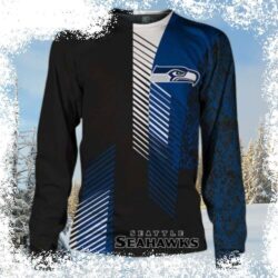 Spread holiday cheer with this hilarious Seattle Seahawks ugly Christmas sweater! Perfect for game day or festive gatherings. Shop now and show your team spirit in style! - Image 1 - rugbyfanstore.com