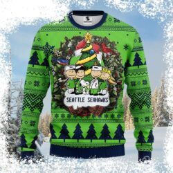 Show your Seahawks pride this holiday season with this hilarious Graphic Snoopy Dog Ugly Christmas Sweater! Perfect for parties, get yours today before they're gone! - Image 1 - rugbyfanstore.com