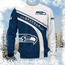 Show your Seahawks pride this holiday season with this hilarious Navy White Ugly Christmas Sweater! Perfect for any fan, this sweater is sure to turn heads. Shop now and get ready to jingle all the wa - Image 1 - rugbyfanstore.com