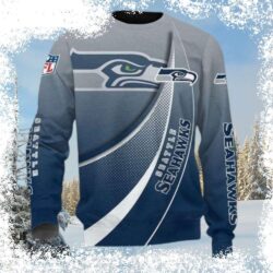 Show your Seahawks pride this holiday season with our classic logo Ugly Christmas Sweater! Perfect for game day or festive gatherings. Shop now and spread the 12th Man spirit! - Image 1 - rugbyfanstore.com