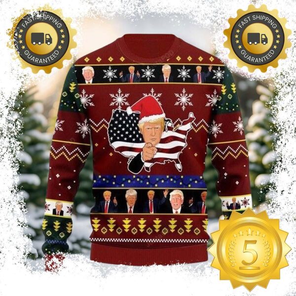 American Flag Donald Trump Ugly Sweater Gift For Family Ugly Christmas Sweater - available at - rugbyfanstore.com