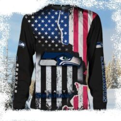 American Flag Graphic Seattle Seahawks Ugly Christmas Sweater - available at - rugbyfanstore.com