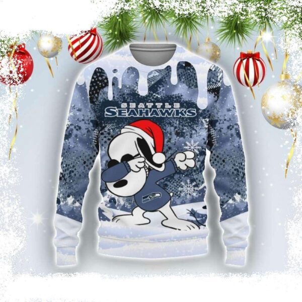 American Football Team Seahawks The Peanuts Snoopy Ugly Christmas Sweater - available at - rugbyfanstore.com