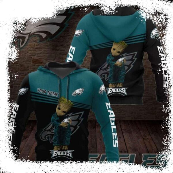 Baby Groot Hug Logo Philadelphia Eagles Ugly Christmas Sweater - available at - rugbyfanstore.com