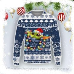 Baby Yoda Star Wars – Xmas Lights – Dallas Cowboys Ugly Christmas Sweater - available at - rugbyfanstore.com