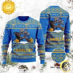 Baby Yoda The Mandalorian Los Angeles Chargers Baby Yoda NFL Miami Dolphins Cute Funny Best For 2023 Holiday Christmas Ugly Sweater - available at - rugbyfanstore.com