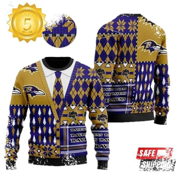 Baltimore Ravens Nfl American Football Team Cardigan Style Ugly Christmas Sweaters - available at - rugbyfanstore.com